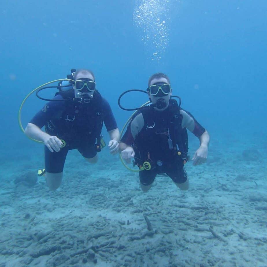 Cam and Jonathan Diving in Curacao
